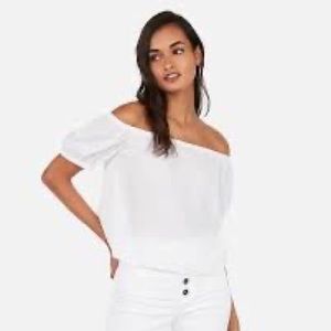 Express Off Shoulder Back Bow Top Express WHITE XS NWT